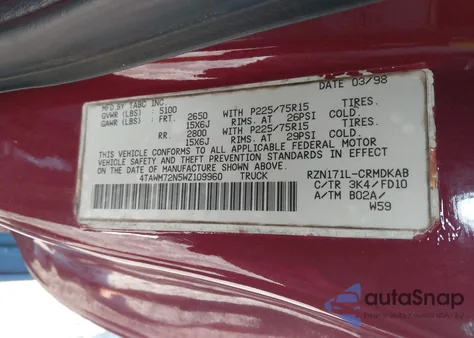 1998 Toyota Tacoma Xtracab from USA, damaged, VIN 4TAWM72N5WZ109960